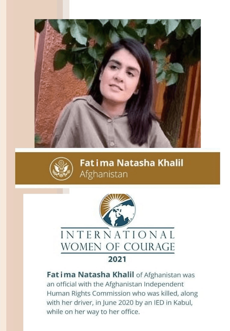 Fatima Khalil was honored this week by the US Department of State as